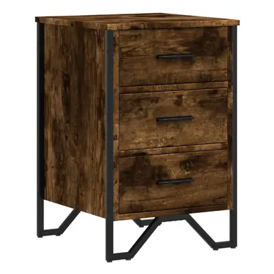 (smoked oak) vidaXL Bedside Cabinet Nightstand Bed Side Table Brown Oak Engineered Wood