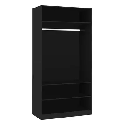 vidaXL Wardrobe Black 100x50x200cm Engineered Wood Clothing Storage Cabinet