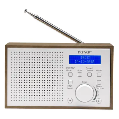 (White) Denver DAB-46 DAB/DAB+ Digital & FM Portable Radio with Dual Alarm Clock