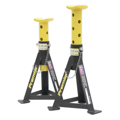 PAIR Tonne Heavy Duty Axle Stands - 290mm to 435mm Adjustable Height - Yellow