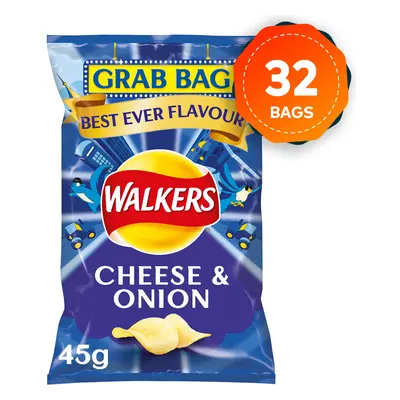 32 x Walkers Crisps Cheese & Onion Sharing Pack 45g