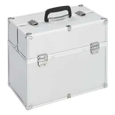 vidaXL Make-up Case Silver Aluminium Beauty Case Storage Organiser Vanity Case