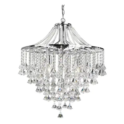 Modern Chrome Crystal Chandelier With Diamond Drops