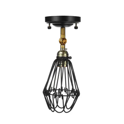 (Black) Nordic Retro Industrial Style Wall Lamp Cafe Restaurant Bar Small Iron Cage Wall Lamp