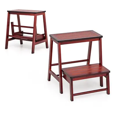 2-STEP Folding Step Ladder Bamboo Step Stool Household Ladder