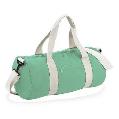 (One Size, Mint Green/Off White) Bagbase Plain Varsity Barrel / Duffle Bag (20 Litres) (Pack of 