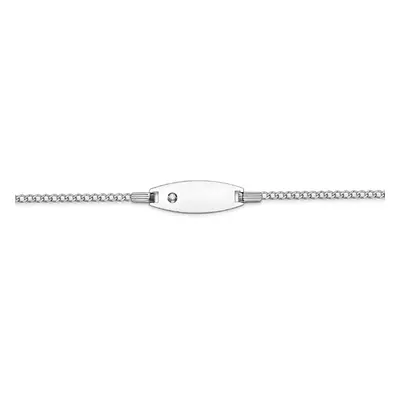 Jewelco London 9ct White Gold Diamond ID Identity Bracelet 5.5"/13.75cm - BRNR02466-05