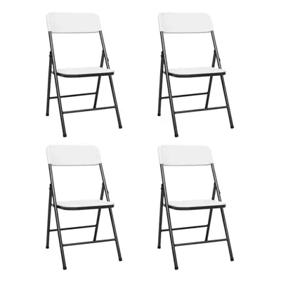 vidaXL 4x Folding Garden Chairs HDPE White Outdoor Seating Camping Picnic Seat