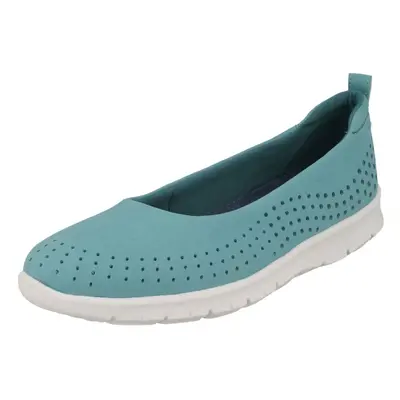 (UK 3.5, Aqua (Blue)) Ladies Cloud Steppers By Clarks Flat Shoes Step Allena Sea - D Fit