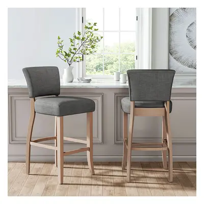 (Light Grey) Set of Height Linen Bar Stools for Kitchen