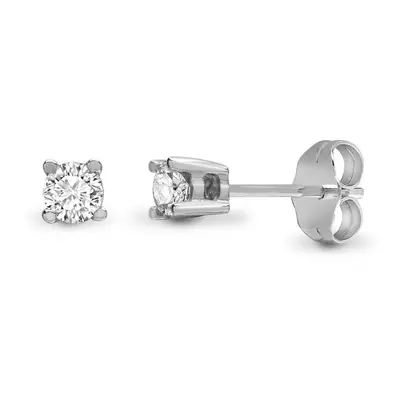 Jewelco London Ladies Solid 9ct White Gold Claw Set Round H I1 0.1ct Diamond Solitaire Stud Earr