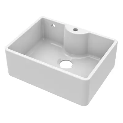 Fireclay Single Bowl Butler Kitchen Sink Tap Ledge, Overflow & Tap Hole 595mm