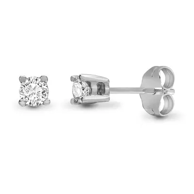 Jewelco London Ladies Solid 9ct White Gold Claw Set Round H I1 0.15ct Diamond Solitaire Stud Ear