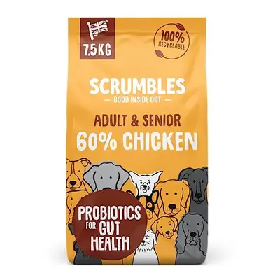 Scrumbles Natural Dry Dog Food, Gluten Free Recipe With Fresh Chicken, For Adults And Senior Bre