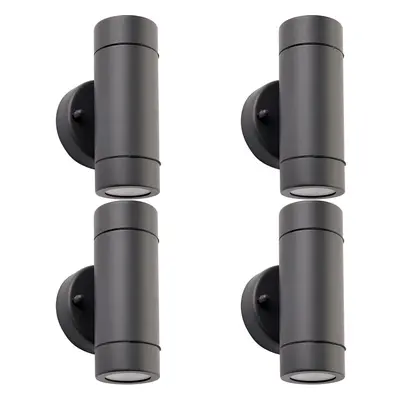 4 PACK Up & Down Twin Outdoor IP44 Wall Light - x 7W GU10 LED - Anthracite