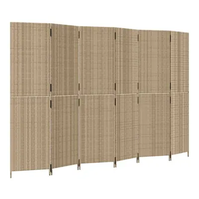 vidaXL Room Divider Panels Privacy Screen Balcony Screen Beige Poly Rattan