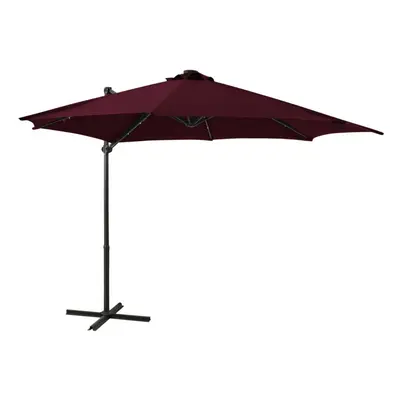 vidaXL Cantilever Umbrella with Pole and LED Lights Bordeaux Red Patio Parasol