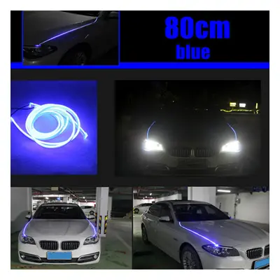 (Blue) 2PCS Hood LED Light Strip Grilles Under Spoiler Scanning LED Knight Rider