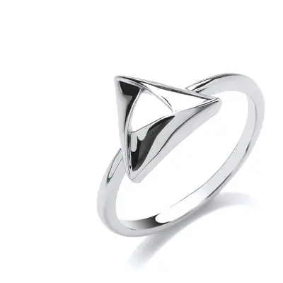 (R) Jewelco London Ladies Rhodium Plated Sterling Silver # Triangle Hamantaschen Dress Ring