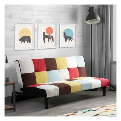 Multi Coloured Sofa Bed Birlea Rainbow Seater Settee Fabric Scandinavian Retro