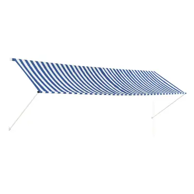 vidaXL Retractable Awning 400x150cm Blue and White Canopy Shade Sun Screen