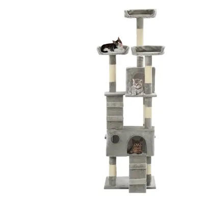 vidaXL Cat Tree with Sisal Scratching Posts 170cm Grey Kitten Tower Playhouse