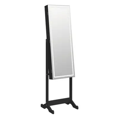 (black) vidaXL Mirror Jewellery Cabinet Armoire with LED Lights Free Standing Mirror