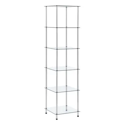 vidaXL 6-Tier Shelf Transparent Tempered Glass Storage Cabinet Showcase Unit