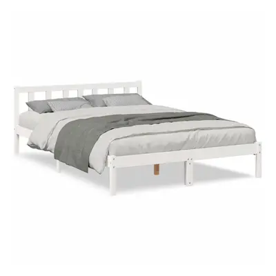 (white, x cm) vidaXL Bed Frame Home Bedstead Bed Base Mattress Foundation Solid Pinewood