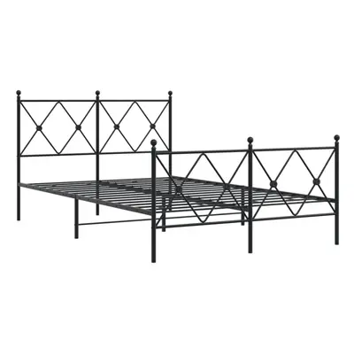 (black, 120x200 cm/with headboard & footboard) vidaXL Metal Bed Frame with Headboard and Footboa