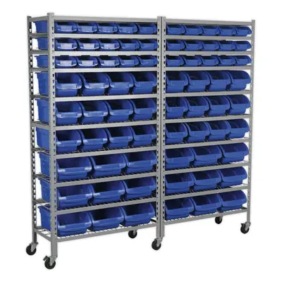 72 Tray / Bin Mobile Parts Storage Rack - Garage & Warehouse Parts Picking Unit