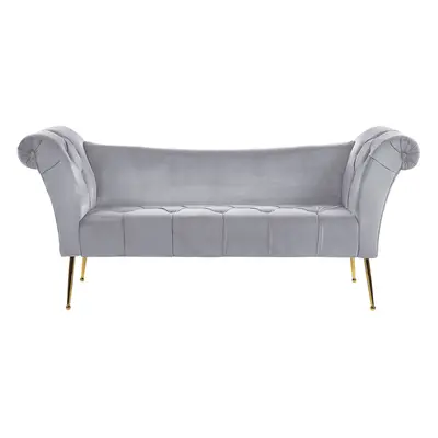 Velvet Chaise Lounge Grey NANTILLY