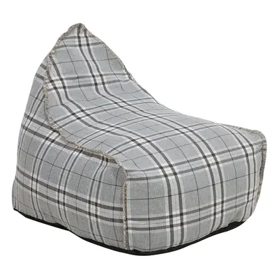 Linen Bean Bag Chair Checked Grey DROP