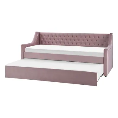 Slatted Bed MONTARGIS x cm (EU Single) Velvet Pink