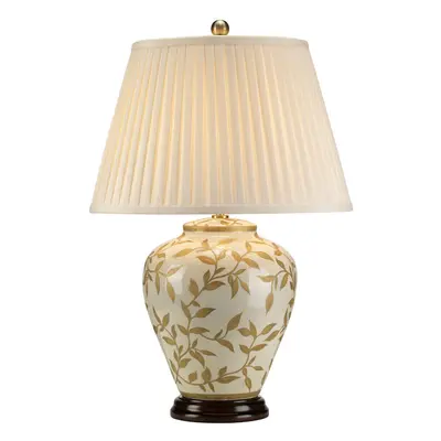 Table Lamp Chinese Brown Gold Cream Crackle Gaze Cream Pleated Shade LED E27 60W