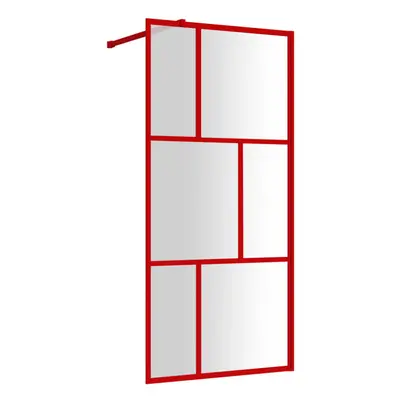 vidaXL Walk-in Shower Wall Bath Screen Shower Screen with Clear ESG Glass Red