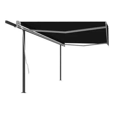 Manual Retractable Awning with Posts 5x3.5 m Anthracite