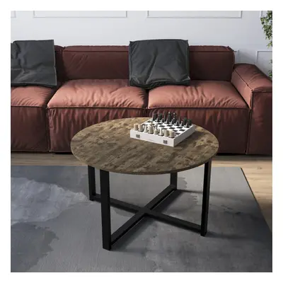 (Dark Wood) Vida Designs Brooklyn Rustic Round Coffee Table