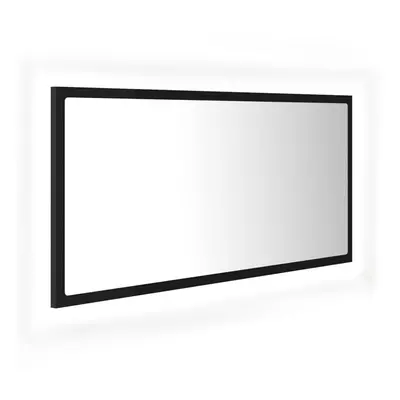 vidaXL LED Bathroom Mirror Black 90x8.5x37 cm Acrylic Washroom Wall Mirror