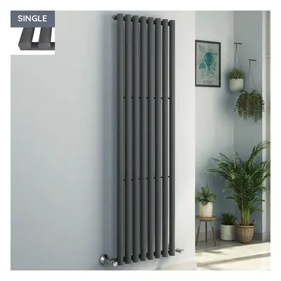 Voss x 545mm Anthracite Single Oval Tube Vertical Bathroom Toilet Home Radiator