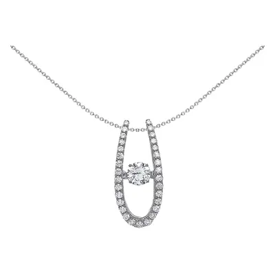 Jewelco London Ladies Sterling Silver Cubic Zirconia Solitaire Pendant Necklace inch - GVP374