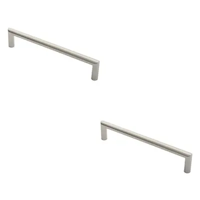 2x 19mm Mitred Pull Door Handle 300mm Fixing Centres Satin Stainless Steel