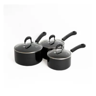 MasterClass Three-Piece Heavy Duty Non-Stick Saucepan Set, Includes 16cm, 18cm and 20cm Saucepan