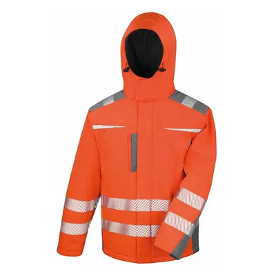 (4XL, Orange) Result Safeguard Mens Dynamic Hi-Visibility Softshell Work Coat