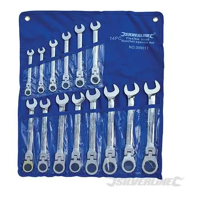 Silverline Flexible Head Ratchet Spanner Set 14pce - 24mm - Piece - ratchet spanner set head fle