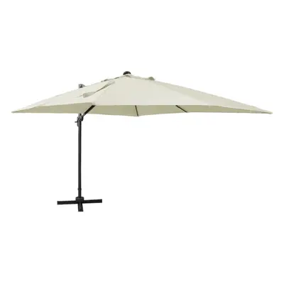 vidaXL Cantilever Umbrella with Pole and LED Lights Sand cm Parasol Canopy