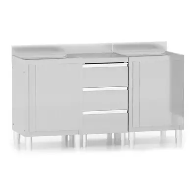 (cabinets with sink + cabinet with drawers, pcs) vidaXL 1/2X Commercial Kitchen Cabinet Stainles