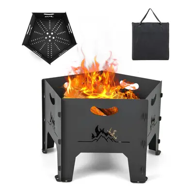 Outdoor Fire Pit Portable Metal Fire Bowls Pentagon Wood Burning Pit