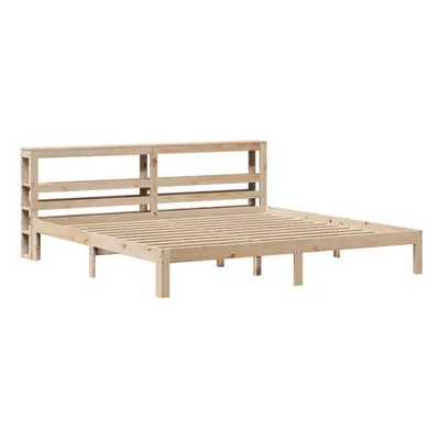 vidaXL Bed Frame with Headboard Bed Base Bedstead 200x200 cm Solid Wood Pine