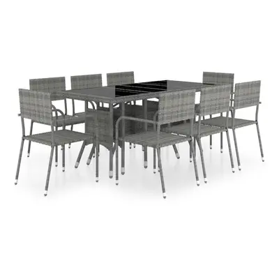 vidaXL Garden Dining Set Piece Poly Rattan Anthracite & Grey Table Chairs